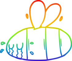 rainbow gradient line drawing of a cartoon crying bee png