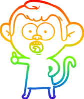 rainbow gradient line drawing of a cartoon shocked monkey png