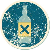 iconic distressed sticker tattoo style image of a bottle png