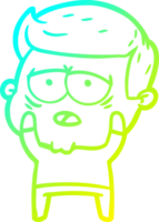 freddo pendenza linea disegno di un' cartone animato stanco uomo png