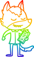 arcobaleno pendenza linea disegno di un' amichevole cartone animato lupo con Appunti png