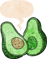 cartone animato avocado con discorso bolla nel grunge afflitto retrò strutturato stile png