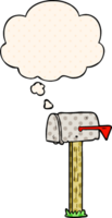 cartoon mailbox with thought bubble in comic book style png