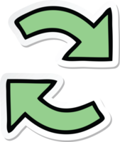 sticker van een schattige cartoon die pijlen recycleert png