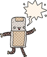 cartoon robot with speech bubble in comic book style png