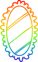 rainbow gradient line drawing of a framed old mirror png