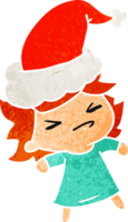 Hand gezeichnet Weihnachten retro Karikatur von kawaii Mädchen png