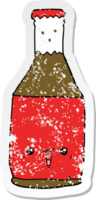 nödställda klistermärke av en tecknad ölflaska png