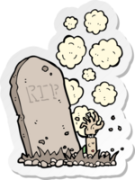 sticker of a cartoon zombie rising from grave png