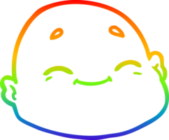 rainbow gradient line drawing of a cartoon happy bald man png