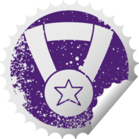 verontrust circulaire pellen sticker symbool van een goud medaille png