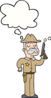 Karikatur Sheriff mit habe gedacht Blase png