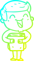 cold gradient line drawing of a cartoon man laughing png