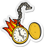 sticker of a cartoon flaming watch png