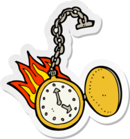 Aufkleber einer flammenden Cartoon-Uhr png