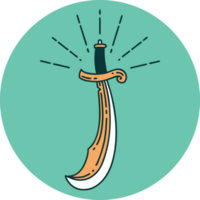 icon of a tattoo style scimitar sword png