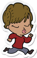 sticker of a cartoon woman with eyes shut png
