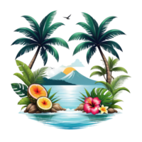 tropical island with palm trees png