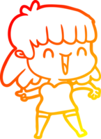 warm gradient line drawing of a cartoon woman png