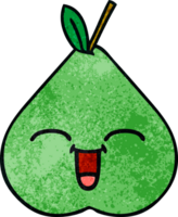 retro grunge texture cartoon of a green pear png