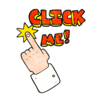 click me  hand textured cartoon sign png