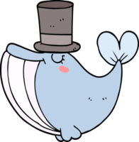 cartoon whale with top hat png