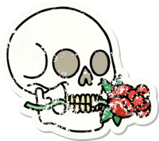 distressed sticker tattoo in traditional style of a skull png