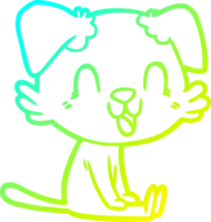 cold gradient line drawing of a laughing cartoon dog png