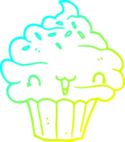 freddo pendenza linea disegno di un' carino cartone animato smerigliato Cupcake png