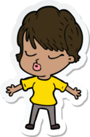 sticker of a cartoon woman with eyes shut png