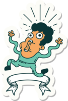 sticker of a tattoo style frightened man png