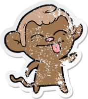 distressed sticker of a funny cartoon monkey png