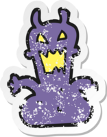 retro distressed sticker of a cartoon little alien png