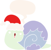 fofa desenho animado Natal Caracol com discurso bolha dentro retro estilo png