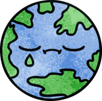 retro Grunge Textur Karikatur von ein Planet Erde png