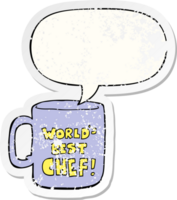 worlds best chef mug with speech bubble distressed distressed old sticker png