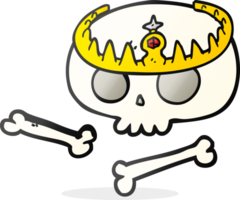 hand drawn cartoon skull wearing tiara png