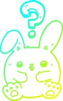 cold gradient line drawing of a cartoon rabbit with question mark png