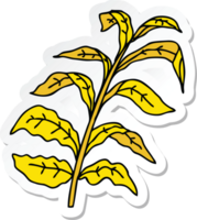 sticker of a quirky hand drawn cartoon corn leaves png