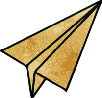 retro grunge texture cartoon of a paper aeroplane png