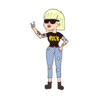 hand drawn cartoon rock woman png