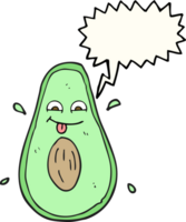 mano disegnato discorso bolla cartone animato avocado png