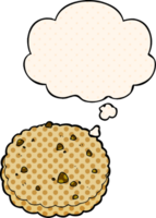 tekenfilm biscuit met gedachte bubbel in grappig boek stijl png