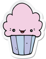 sticker of a cartoon cupcake with face png