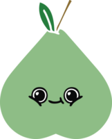 flat color retro cartoon of a green pear png