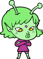 linda garota alienígena de desenho animado png