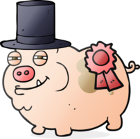 hand drawn cartoon prize winning pig png