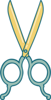 iconic tattoo style image of barber scissors png