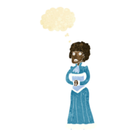 cartoon shocked victorian woman with thought bubble png