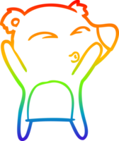 rainbow gradient line drawing of a cartoon whistling bear png